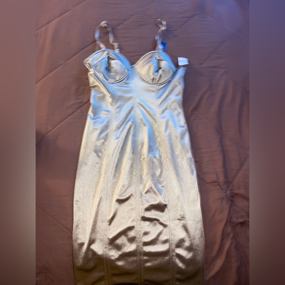 Gold satin dress
